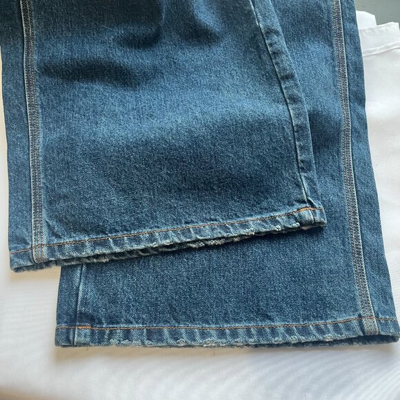 NWOT STELLA MCCARTNEY DARK BLUE VINTAGE WORKWEAR WIDE-LEG CARPENTER DENIM JEANS - Picture 11 of 11